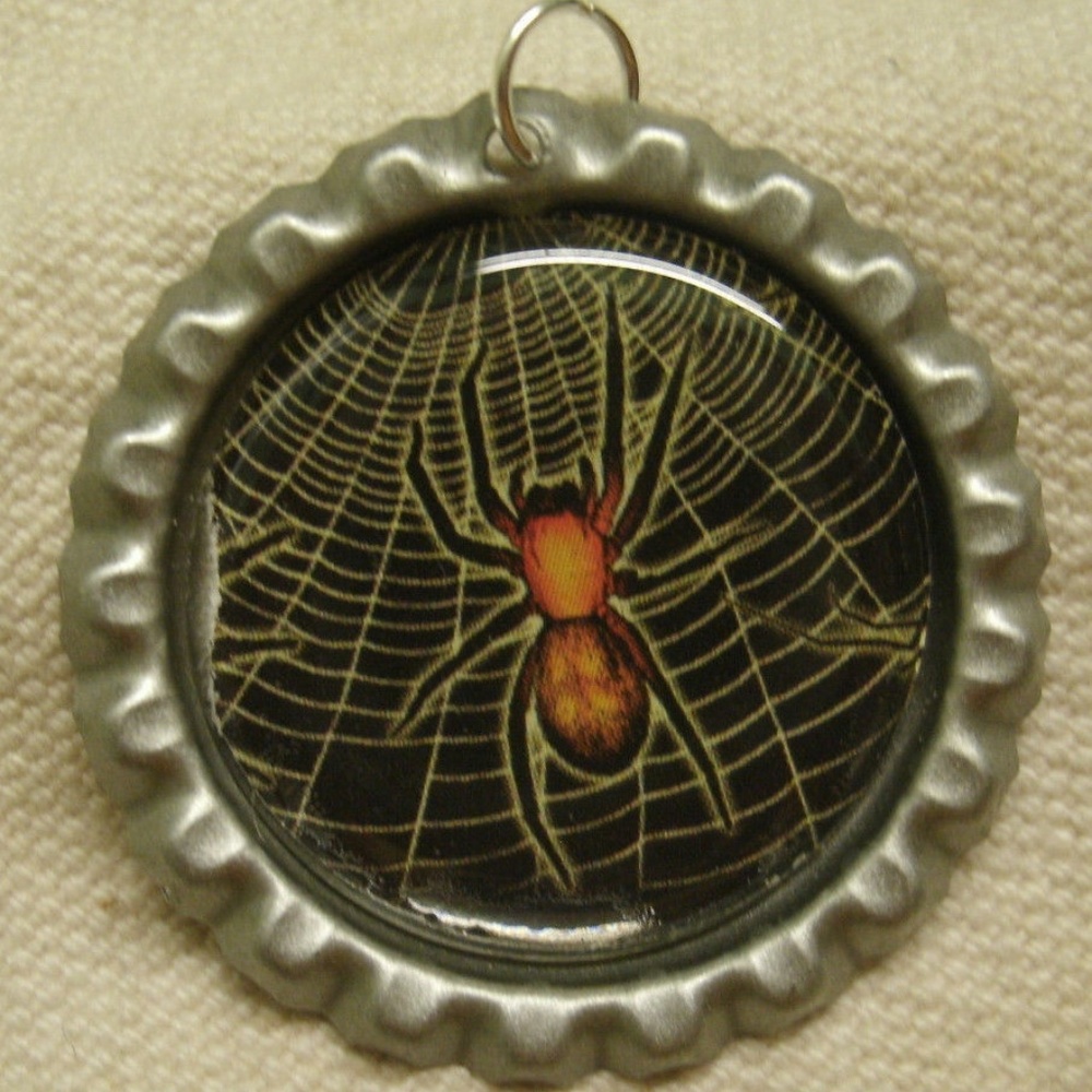 scary Spider in Web Necklace